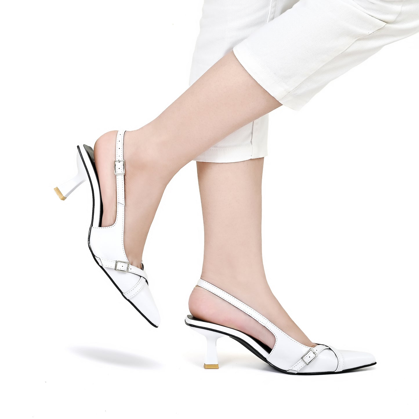 Glossy Pointed Strap Heels