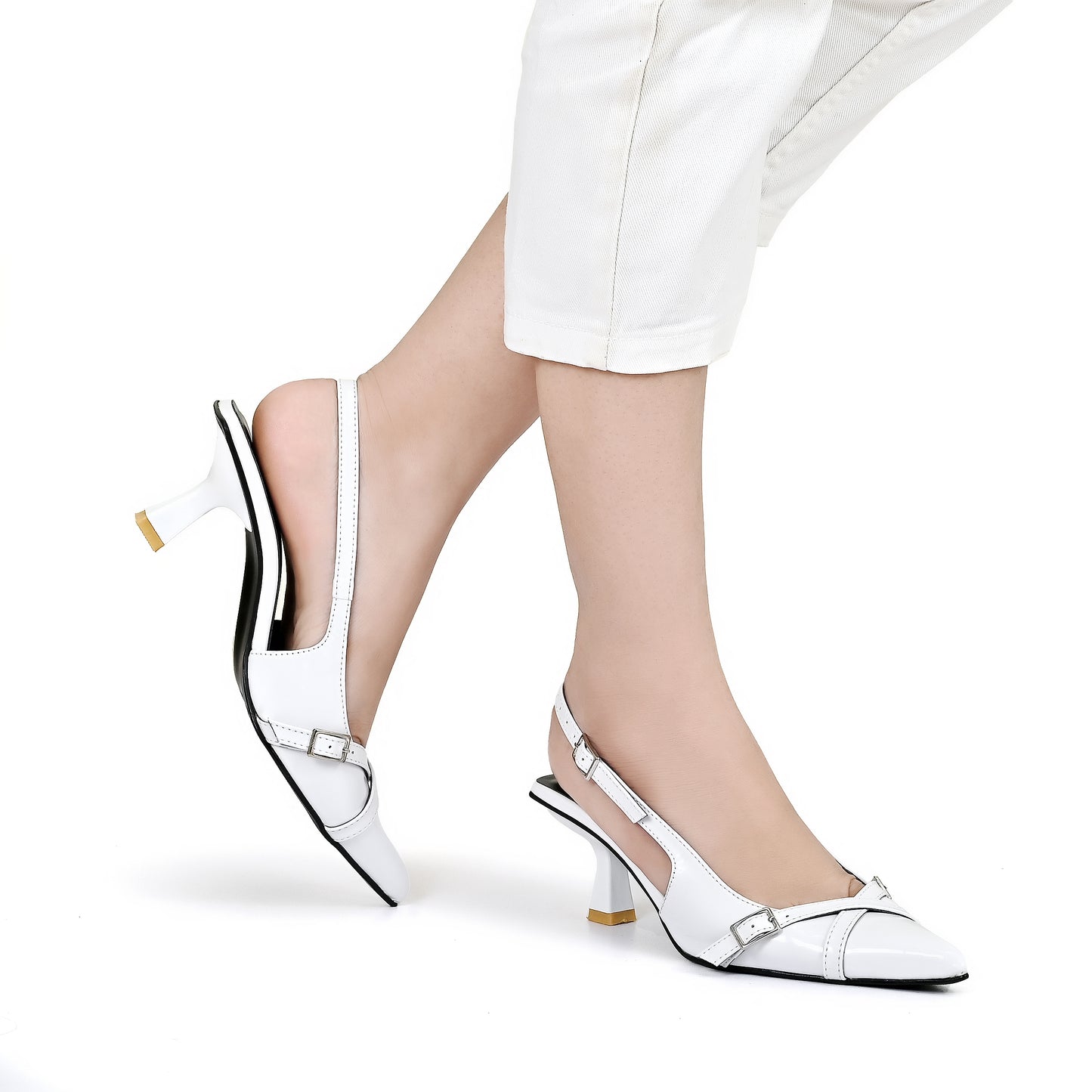 Glossy Pointed Strap Heels