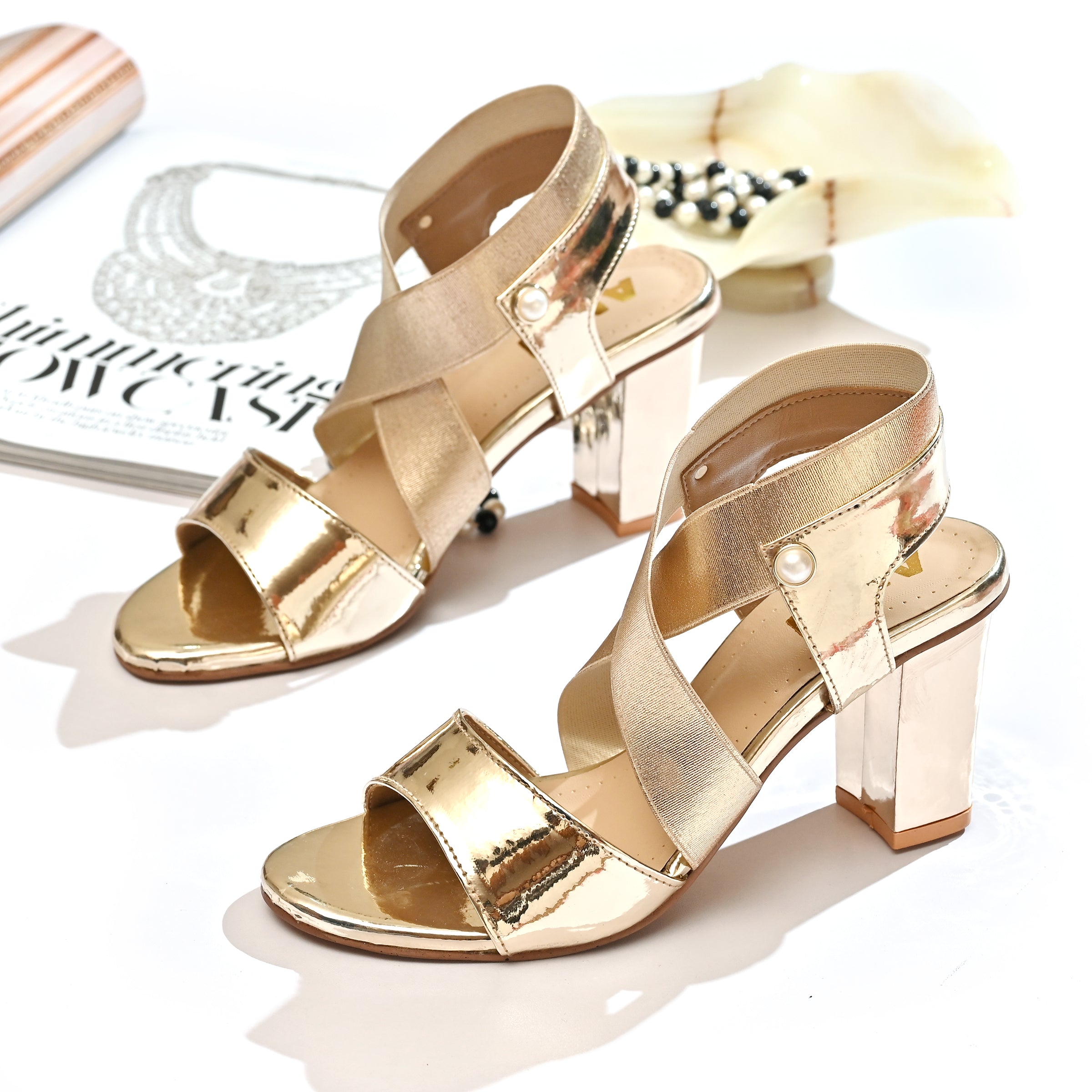 ANM CROSS STRAP HEELS (GOLDEN)