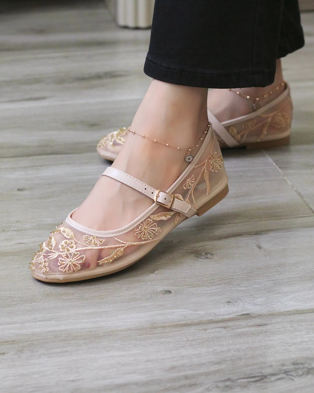 ZARA embroidery mesh ballets