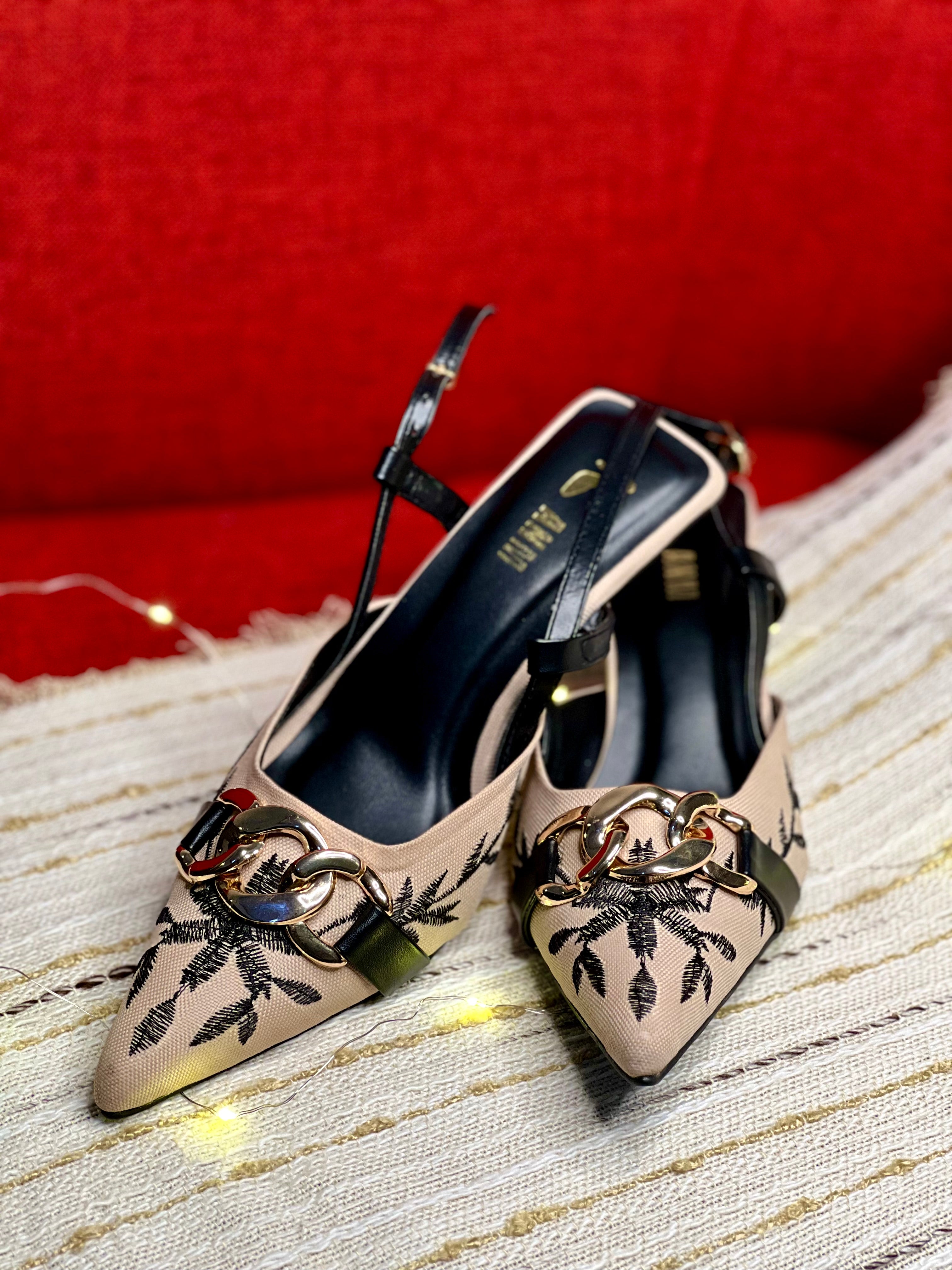 Luxury Floral Embroideries Heels for Women