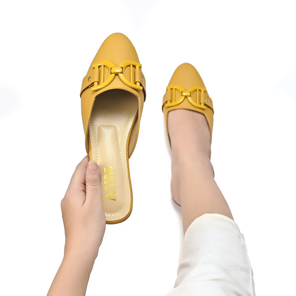 D-Buckle Flat Mule (Yellow)