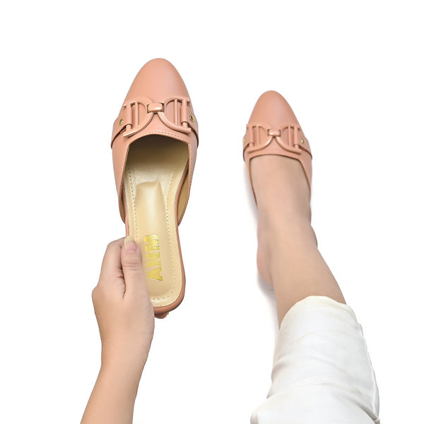 D-Buckle Flat Mule (Pink)