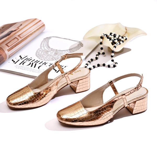 Croc-Textured Sling-back (Copper)