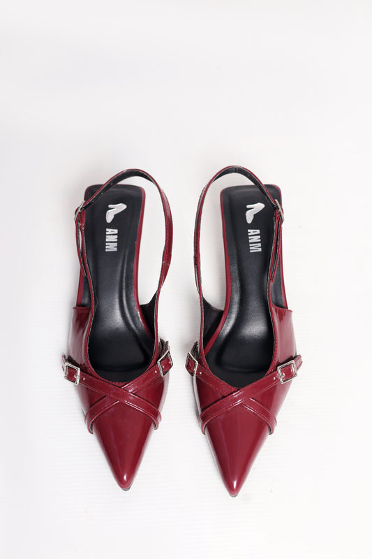 Glossy Pointed Strap Heels for Girls