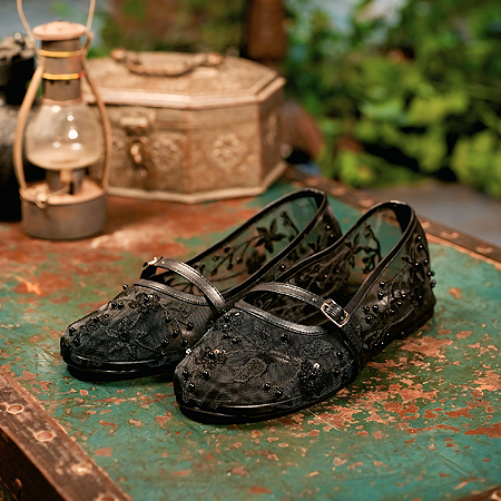 Rose Merry Black Ballet Pumps Shoes