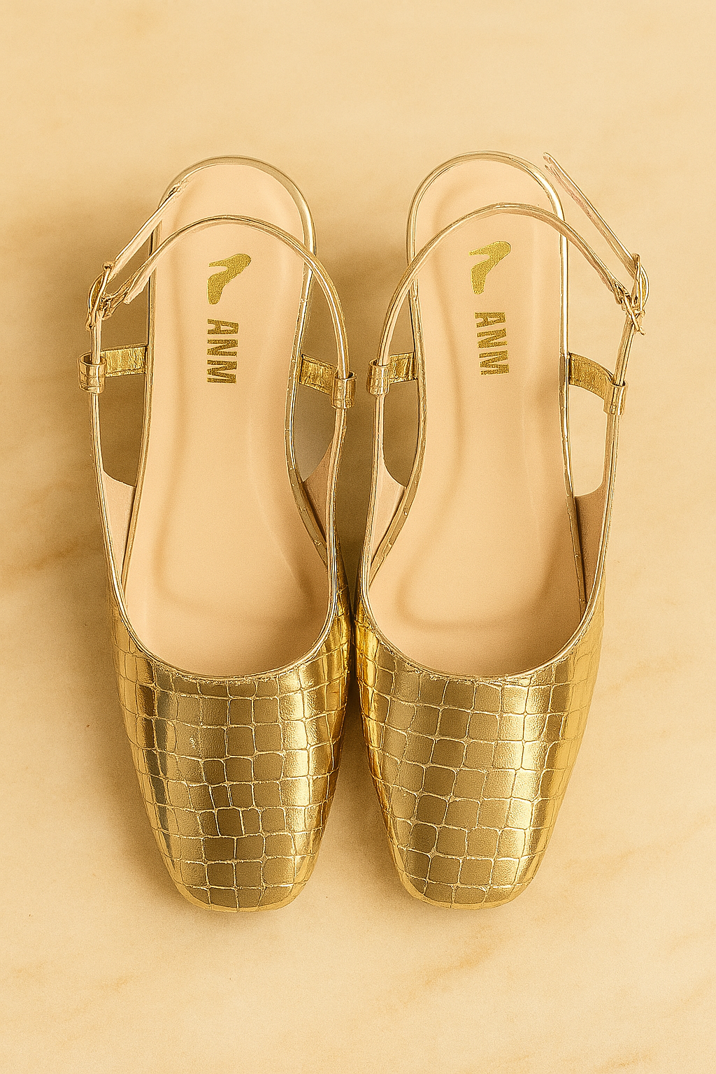 Crocodile Embossed Slingback Flats