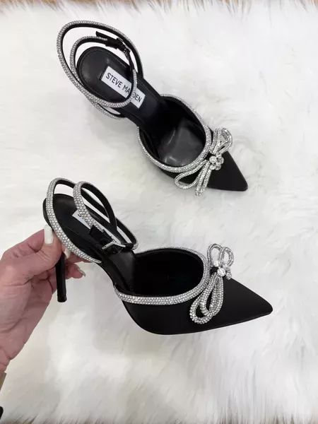 Celestia Black Pointed Toe Stiletto Heels