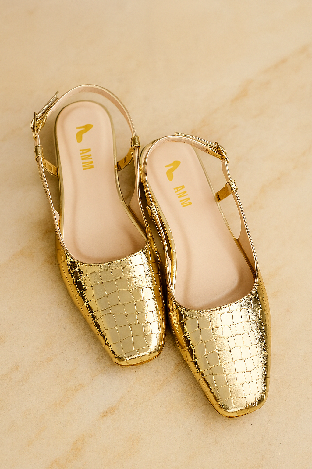 Crocodile Embossed Slingback Flats