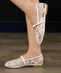 Rose Merry white Ballet Pumps Shoes