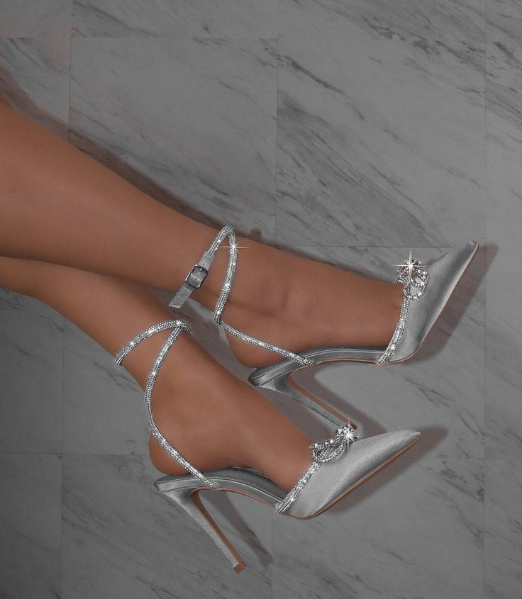 Celestia White Pointed Toe Stiletto Heels