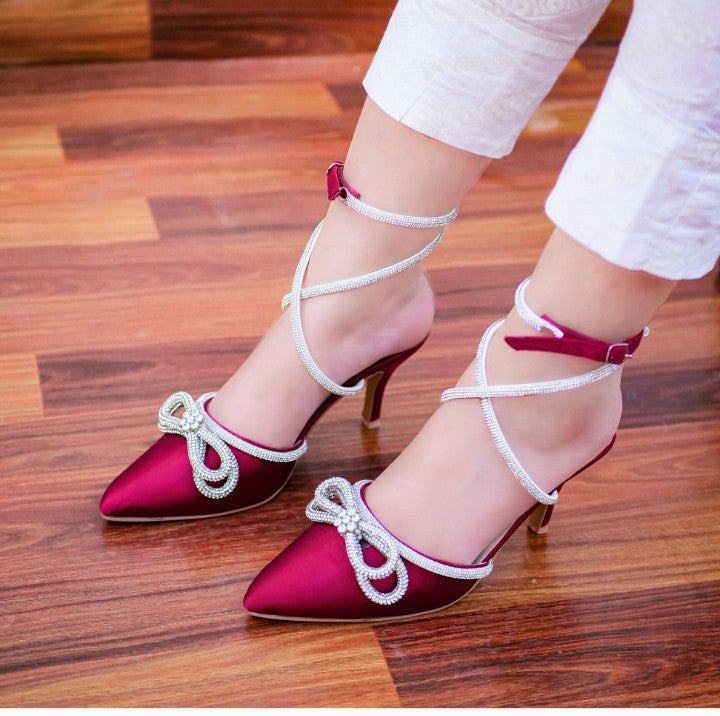 Celestia Red Pointed Toe Stiletto Heels