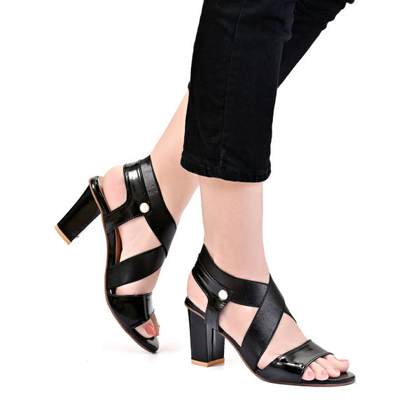 ANM CROSS STRAP HEELS (BLACK)